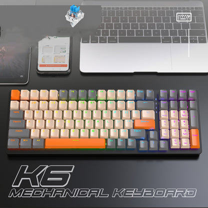 K6 Mechanical Keyboard Wireless 5.0 BT 2.4 Ghz Wired Three Modes Backlit Bluetooth Gamer Keyboard 100 Keys Keycaps Pc Gamer