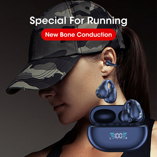 Bone Conduction TWS Earbuds Ear Clip Bluetooth 5.3 Touch Wireless Earphone Sports Headset