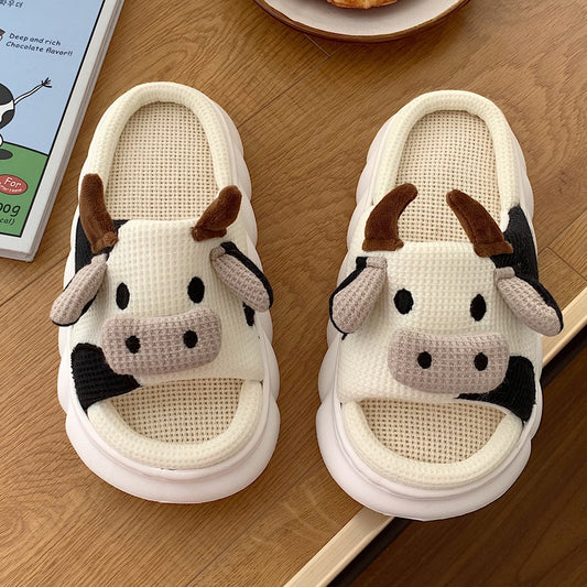 Cartoon Milk Cow Slippers